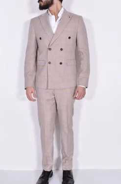 Marcel Morel Abiti<Abito doppiopetto fiammato beige quadri