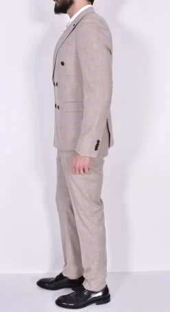 Marcel Morel Abiti<Abito doppiopetto fiammato beige quadri