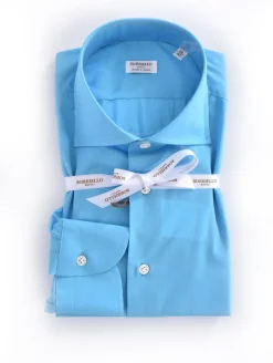 BORRIELLO Camicie<Camicia azzurra cucita a mano Marechiaro cotone