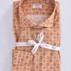 BORRIELLO Camicie<Camicia beige fantasia cucita a mano