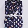 BORRIELLO Camicie<Camicia blu fiori cucita a mano