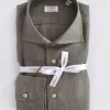 BORRIELLO Camicie<Camicia cucita a mano lino verde militare