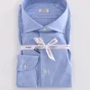 BORRIELLO Camicie<Camicia cucita a mano quadretti bianco celeste