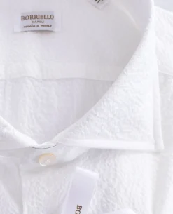BORRIELLO Camicie<Camicia cucita a mano seersucker bianca