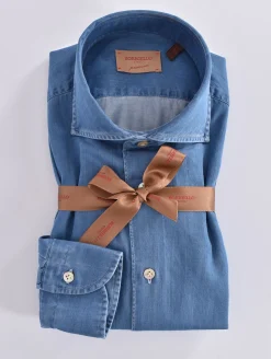 BORRIELLO Camicie<Camicia jeans blu Passion