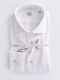 BORRIELLO Camicie<Camicia lino bianco marechiaro cucita a mano