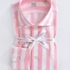 BORRIELLO Camicie<Camicia lino righe larghe rosa cucita a mano