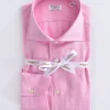 BORRIELLO Camicie<Camicia lino rosa marechiaro cucita a mano
