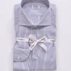 BORRIELLO Camicie<Camicia rigata cucita a mano blu