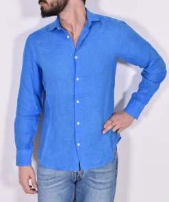 MC2 SAINT BARTH Camicie<Camicia azzurro Pamplona lino bluetto