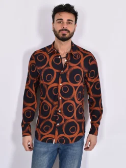 OFFICINA 36 Camicie<Camicia fantasia cerchi rosso blu