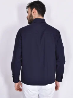 BE ABLE Camicie<Camicia oversize Leroy blu navy fresco lana