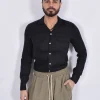 TAGLIATORE Camicie<Camicia lino nera Rowan
