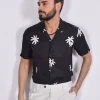 TAGLIATORE Camicie<Camicia mezza manica Hawaii floreale nera