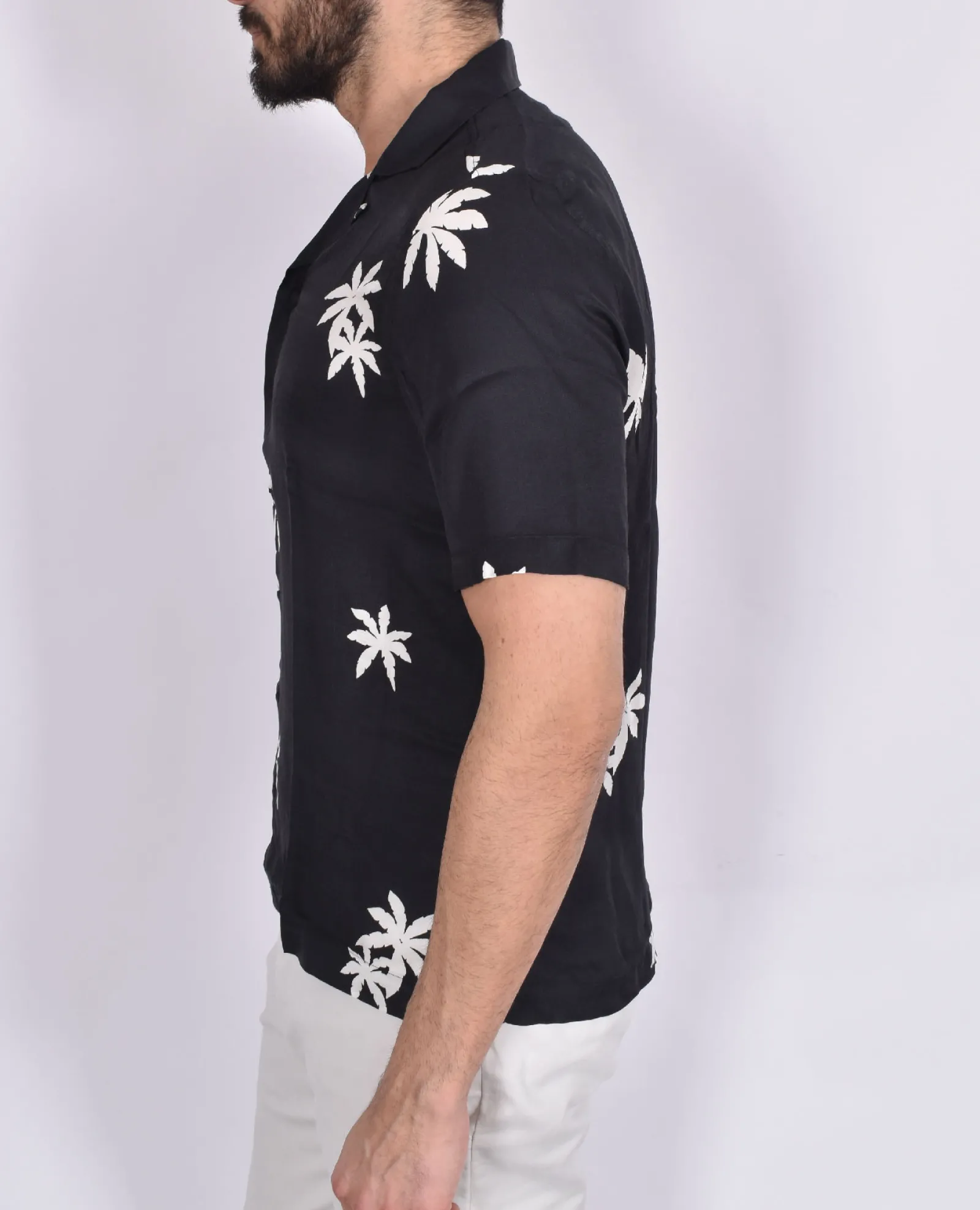 TAGLIATORE Camicie<Camicia mezza manica Hawaii floreale nera