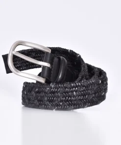 ORCIANI Cinture<Cintura intrecciata pelle tessuto grigio antracite