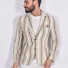 BOB Giacche<Giacca righe beige maglia Slight
