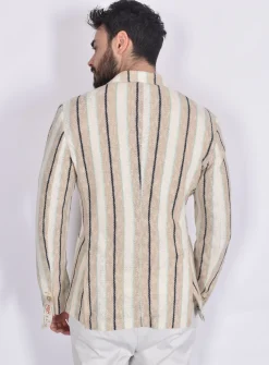 BOB Giacche<Giacca righe beige maglia Slight