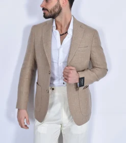 BRERAS Milano Giacche<Giacca Breras beige Venezia Drago lanificio lana lino