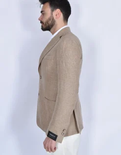 BRERAS Milano Giacche<Giacca Breras beige Venezia Drago lanificio lana lino
