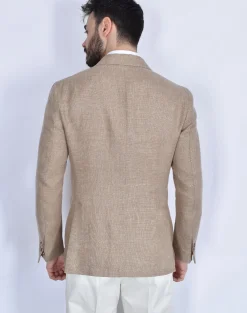 BRERAS Milano Giacche<Giacca Breras beige Venezia Drago lanificio lana lino