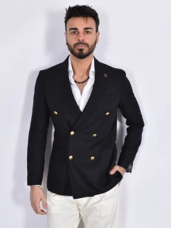 BRERAS Milano Giacche<Giacca Breras doppiopetto Firenze nera fresco lana