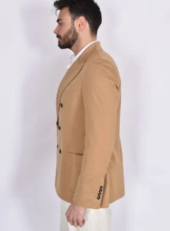 CIRCOLO 1901 Giacche<Giacca doppiopetto cammello jersey
