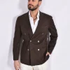 SANTANIELLO Giacche<Giacca doppiopetto fresco lana marrone