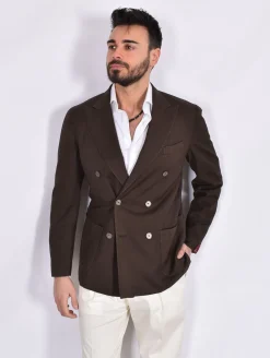 SANTANIELLO Giacche<Giacca doppiopetto fresco lana marrone