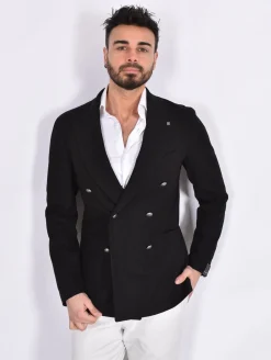 TAGLIATORE Giacche<Giacca doppiopetto maglia nero 1SMJ20K
