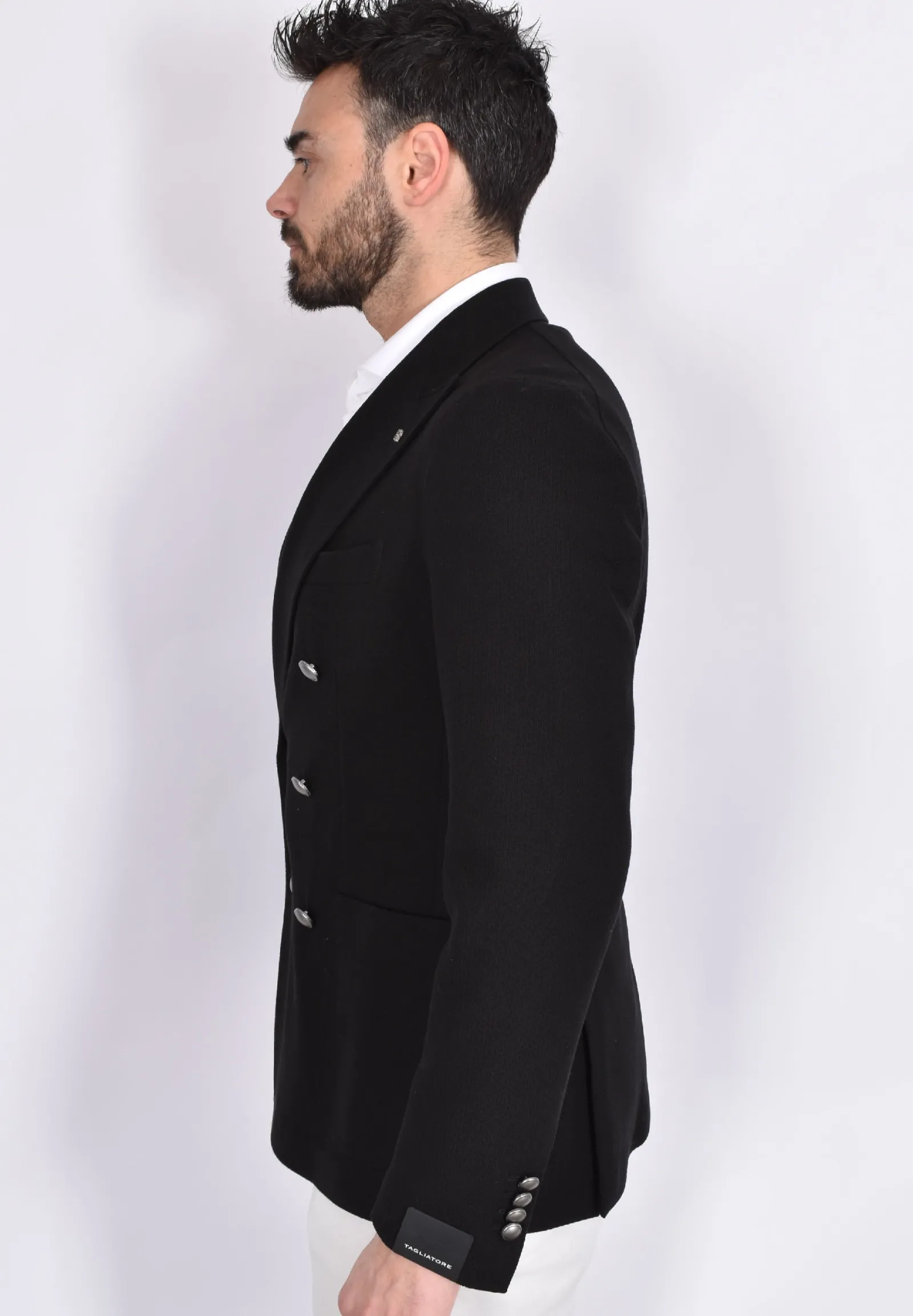 TAGLIATORE Giacche<Giacca doppiopetto maglia nero 1SMJ20K