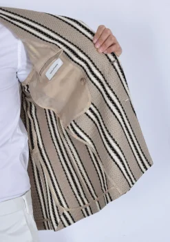 TAGLIATORE Giacche<Giacca doppiopetto maglia beige righe 1SMJ20K