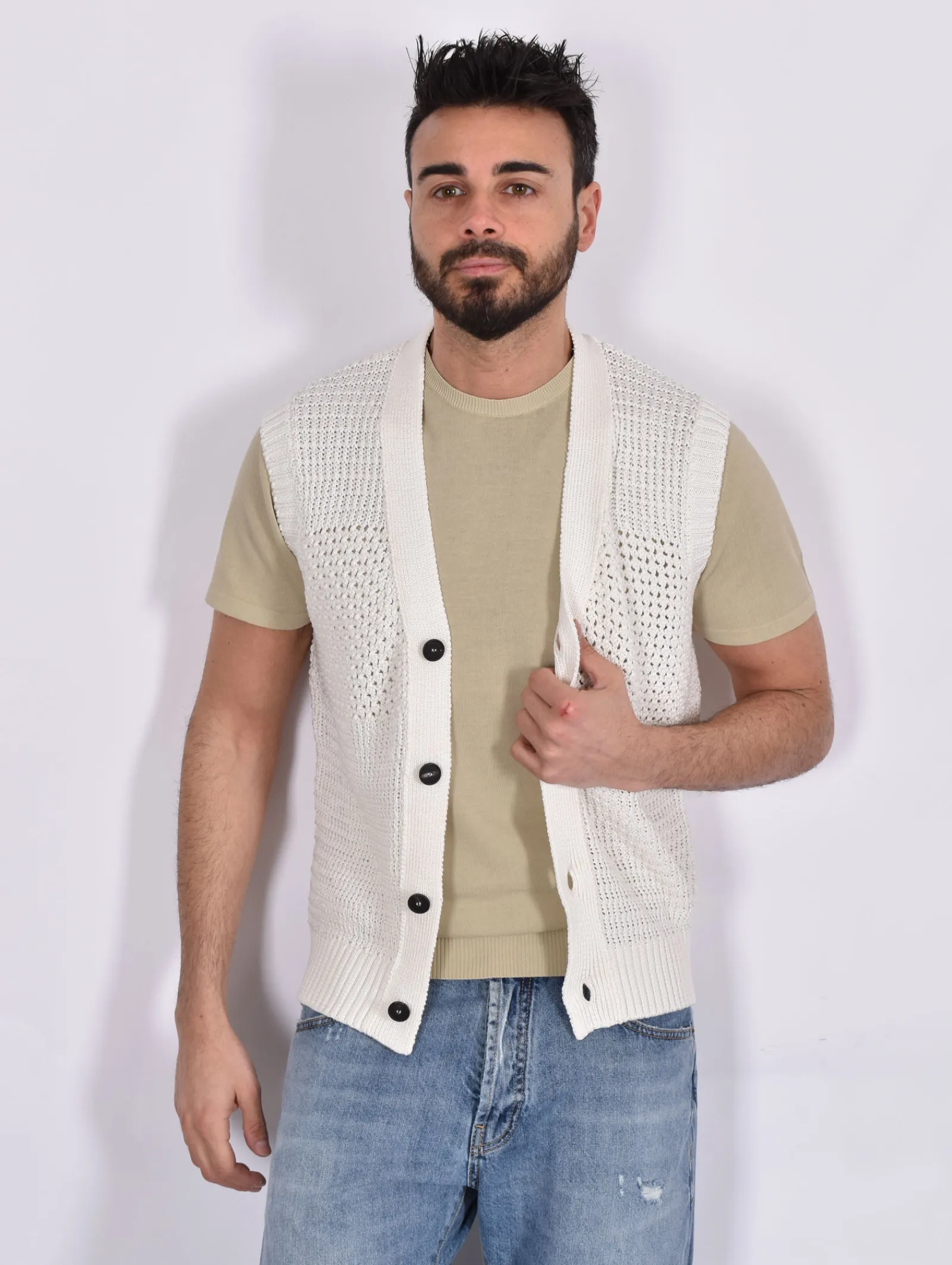 TAGLIATORE Cardigan<Gilet maglia Gerarld bianco uncinetto