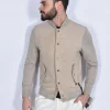 THE JACK LEATHERS Giubbotti<Giubbino primaverile Jack Leathers Columbia knit suede crema college
