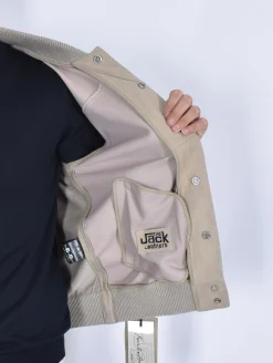 THE JACK LEATHERS Giubbotti<Giubbino primaverile Jack Leathers Columbia knit suede crema college
