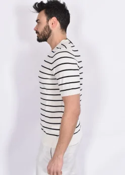 GRAN SASSO Maglie<Maglia bianca righe blu organic cotton