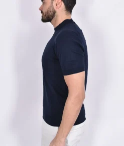 GRAN SASSO Maglie<Maglia lupetto mezza manica vintage organic cotton blu