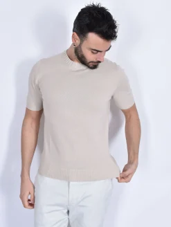 GRAN SASSO Maglie<Maglia mezza manica cotton egyptian beige