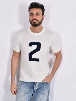Rakkì Maglie<Maglia Rakki T-Crown bianca blu cotone makò 2 McQueen