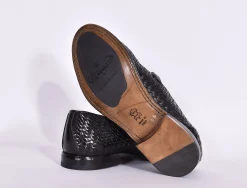 CLAUDIO MARINI Scarpe<Mocassini pelle treccia neri fatte a mano