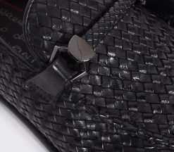CLAUDIO MARINI Scarpe<Mocassini pelle treccia neri fatte a mano