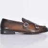 DOUCAL'S Scarpe<Mocassini doppia fibbia pelle marrone sigaro