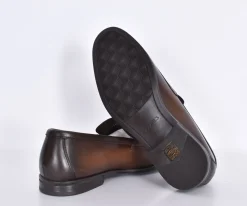 DOUCAL'S Scarpe<Mocassini doppia fibbia pelle marrone sigaro