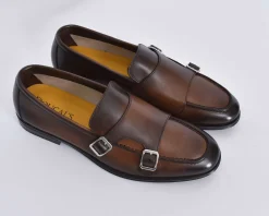 DOUCAL'S Scarpe<Mocassini doppia fibbia pelle marrone sigaro