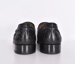 DOUCAL'S Scarpe<Mocassini Straw intrecciata pelle doppia fibbia nero