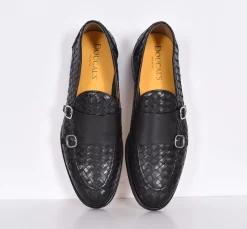 DOUCAL'S Scarpe<Mocassini Straw intrecciata pelle doppia fibbia nero