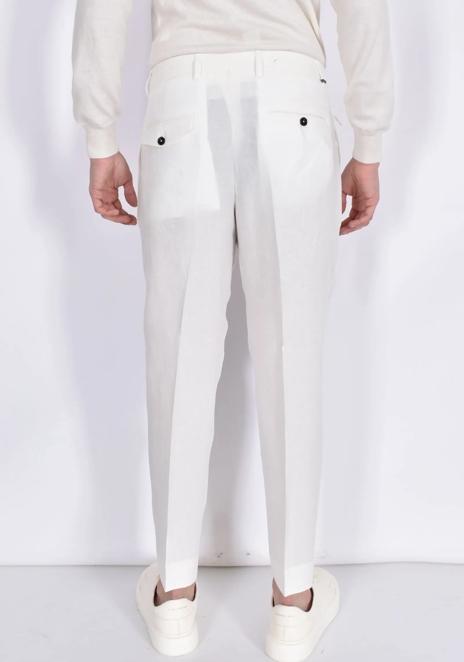 BE ABLE Pantaloni<Pantalone Andy Regular LLAP lino cinturino bianco