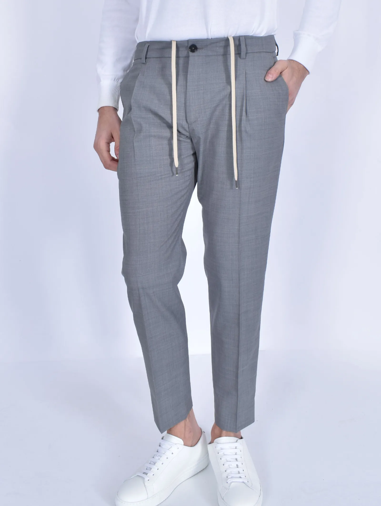 BE ABLE Pantaloni<Pantalone Riccardo grigio melange lacci