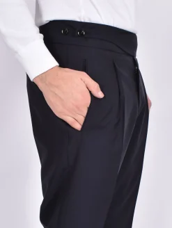 BERWICH Pantaloni<Pantalone blu retro gurkha senza passanti frescolana