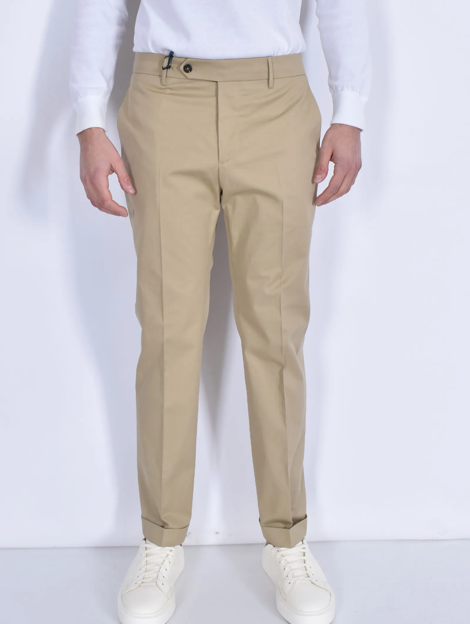 BERWICH Pantaloni<Pantalone italiano beige Yretro cotton stretch